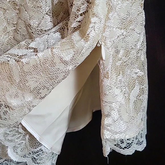 Gorgeous Ann Taylor Lace Silk Sleeveless Top - Sz. 00 - Beige - Picture 4 of 6